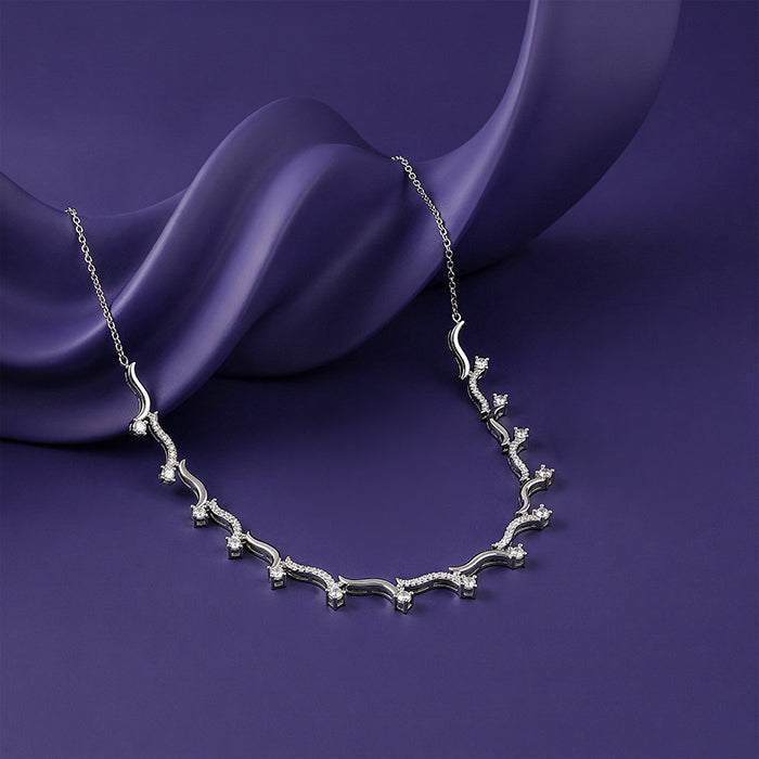 Silver Studded Wave Necklace