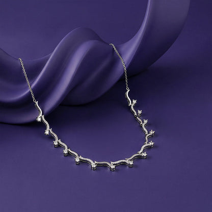 Silver Studded Wave Necklace