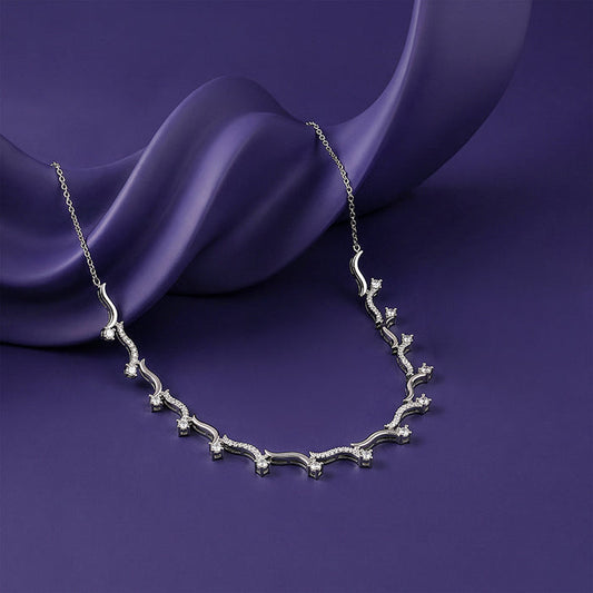 Silver Studded Wave Necklace
