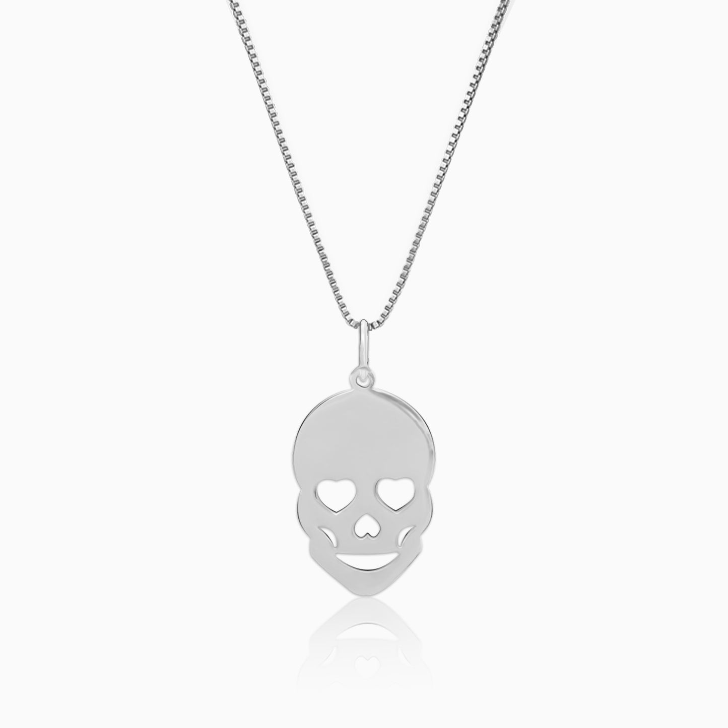 Silver Love Skull Pendant with Link Chain For Him