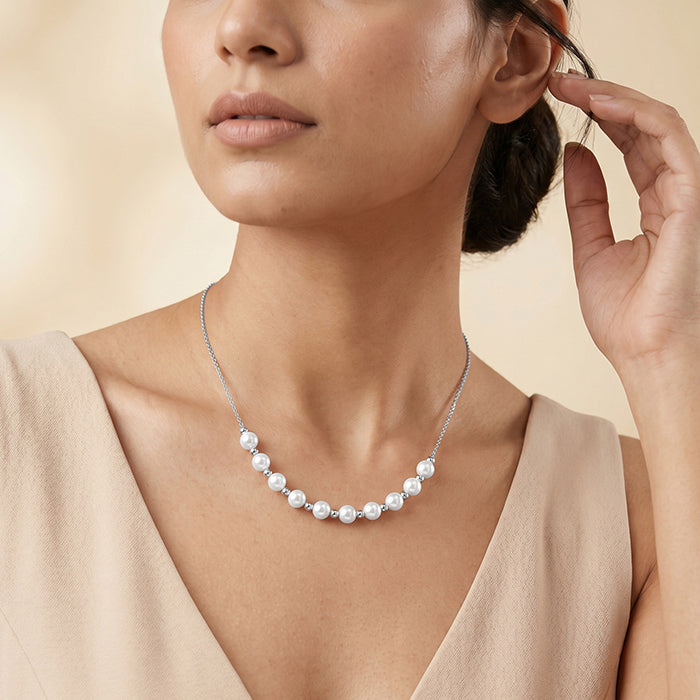Silver Katheryn Pearl Necklace