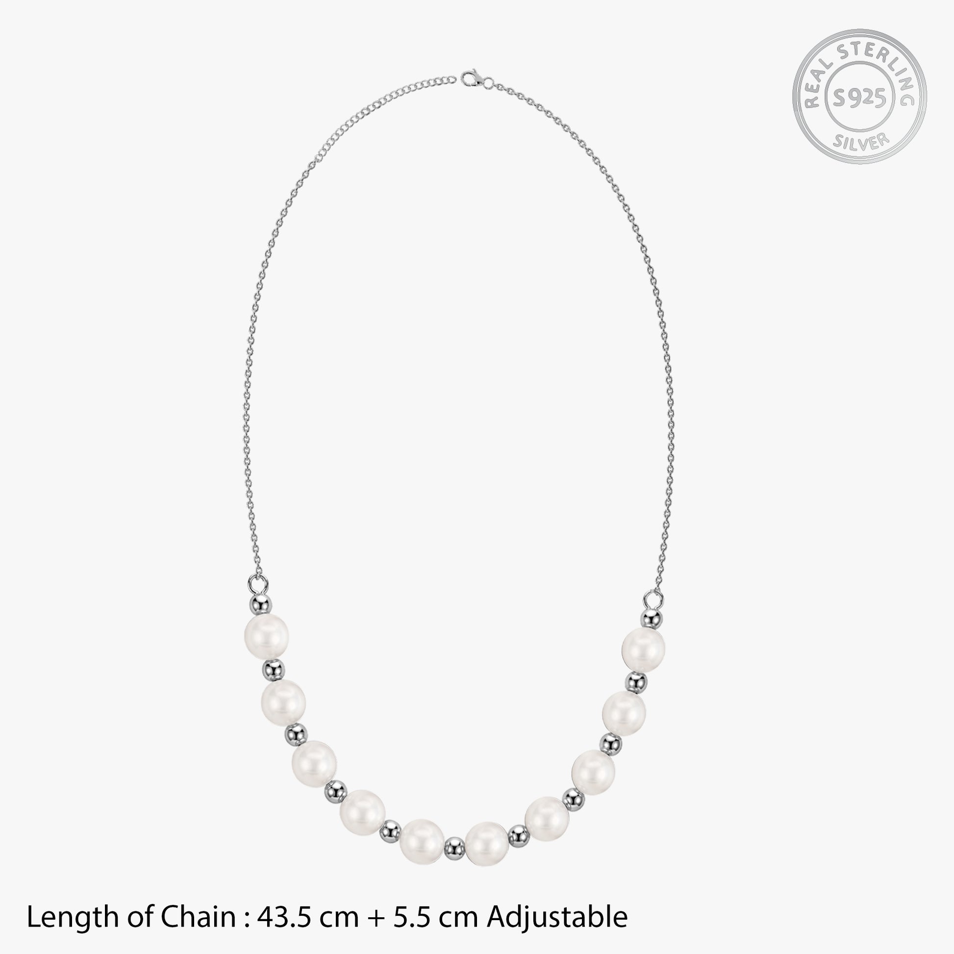 Silver Katheryn Pearl Necklace