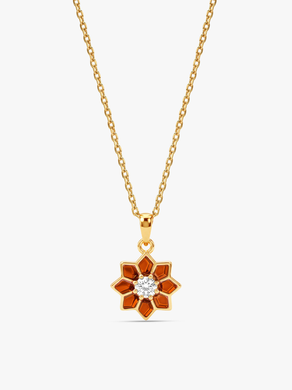 Golden Rangoli Noor Pendant With Link Chain