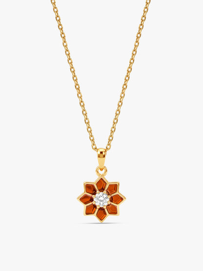 Golden Rangoli Noor Pendant With Link Chain