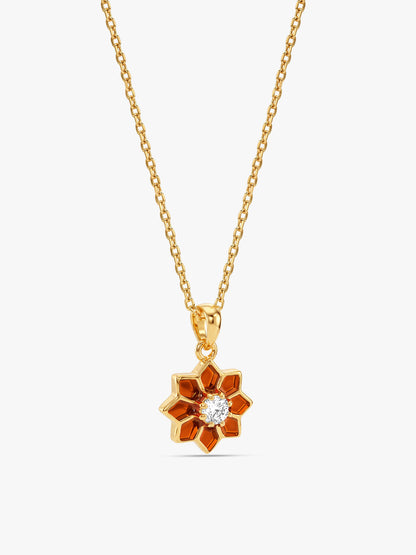 Golden Rangoli Noor Pendant With Link Chain