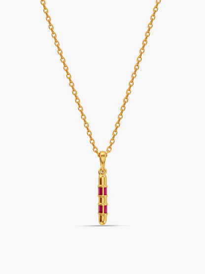 Golden Dhamaka Pendant With Link Chain
