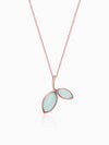 Rose Gold Aqua Dual Chalcedony Leaf Pendant