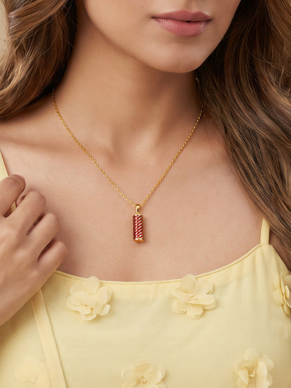 Golden Sutli Bomb Pendant With Link Chain