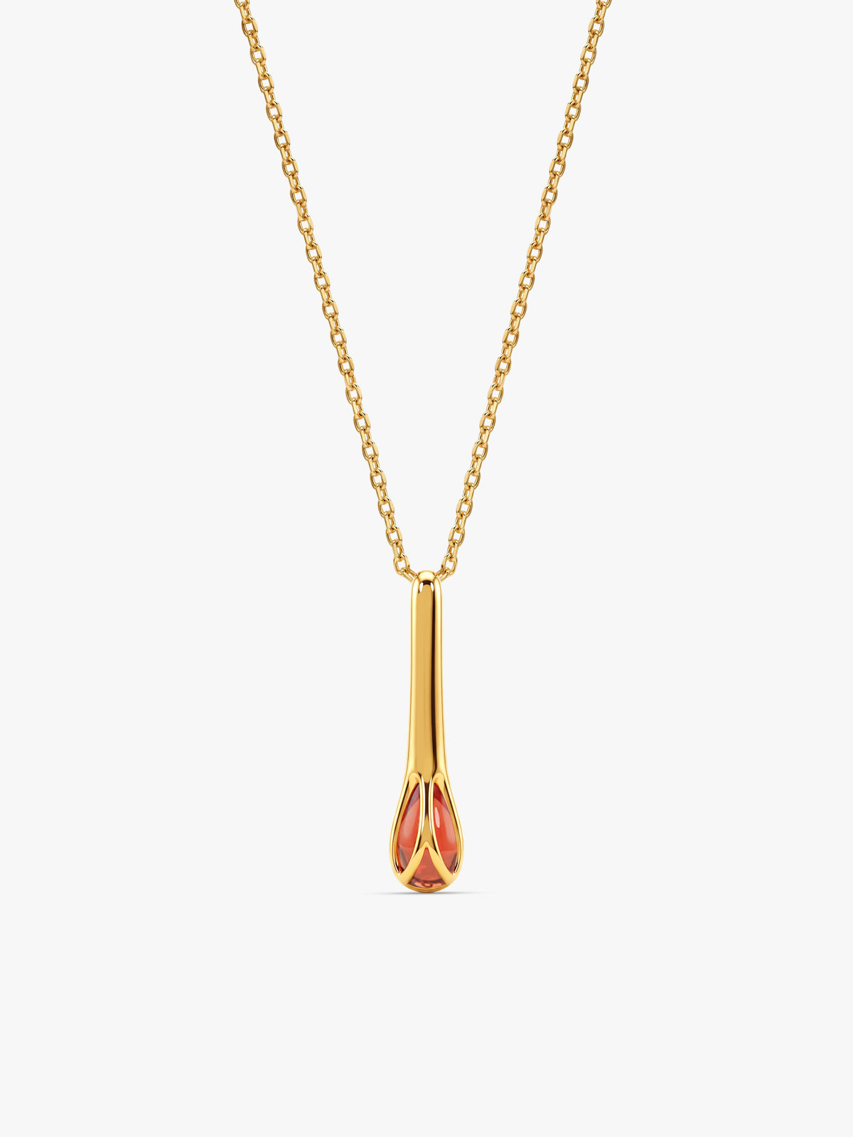 Golden Matchstick Pendant With Link Chain