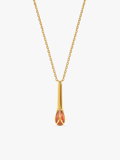 Golden Matchstick Pendant With Link Chain