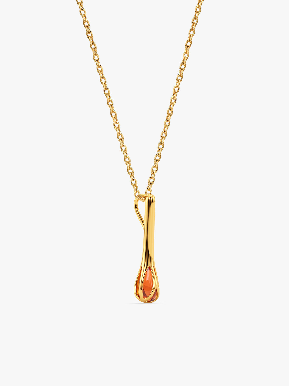 Golden Matchstick Pendant With Link Chain
