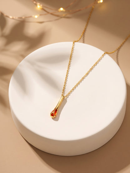 Golden Matchstick Pendant With Link Chain