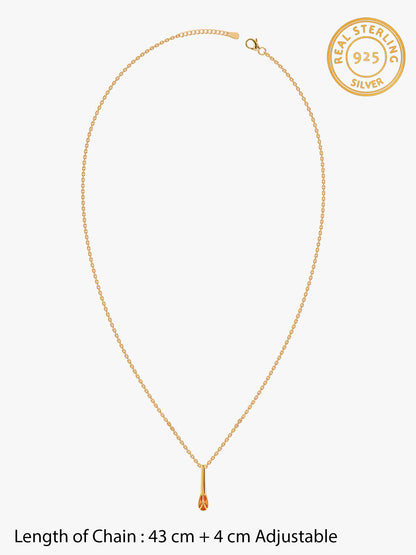 Golden Matchstick Pendant With Link Chain