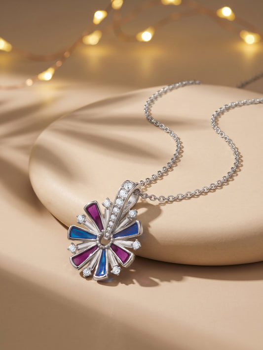Silver Phool Dhamaka Pendant With Link Chain