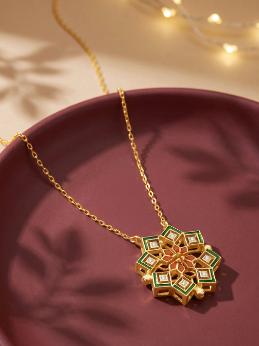 Golden Rangoli Bloom Convertible Necklace
