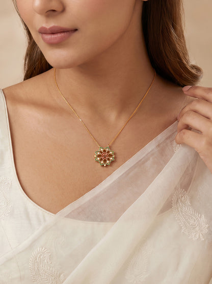 Golden Rangoli Bloom Convertible Necklace