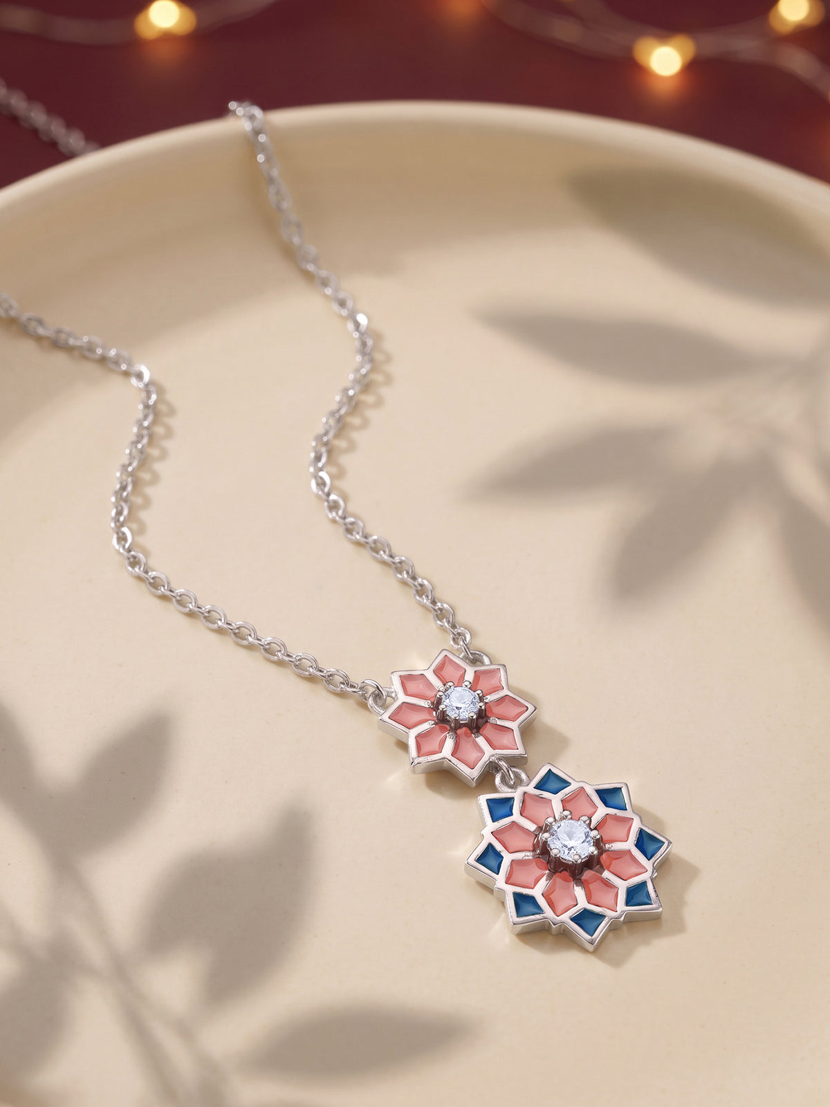 Silver Rangoli Glow Necklace