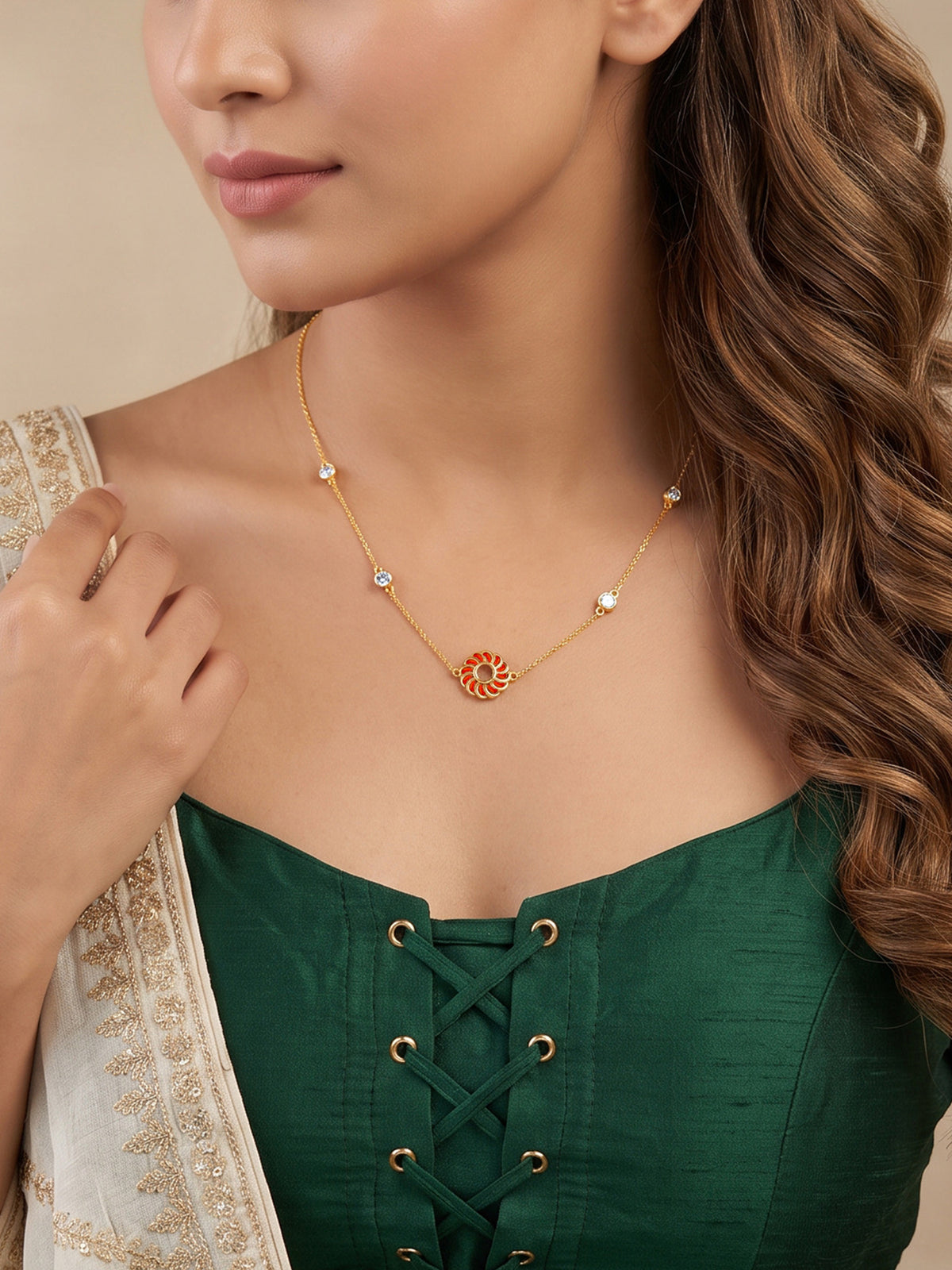 Golden Kesari Jalebi Necklace