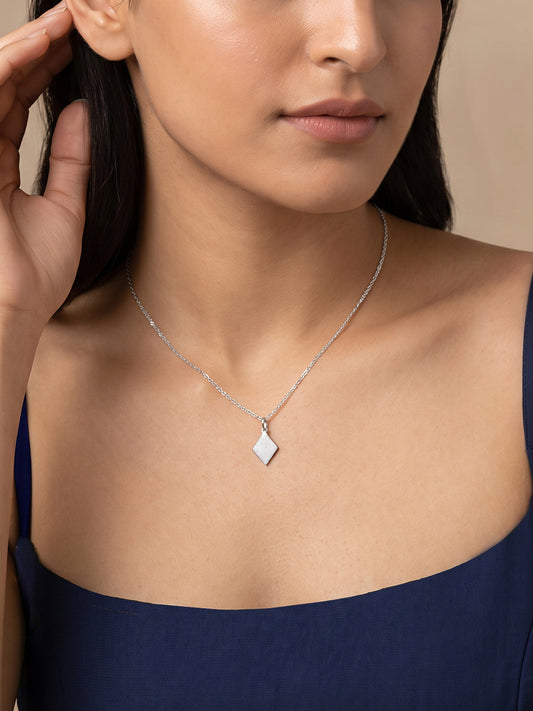 Silver Sweet Kaju Katli Pendant With Link Chain