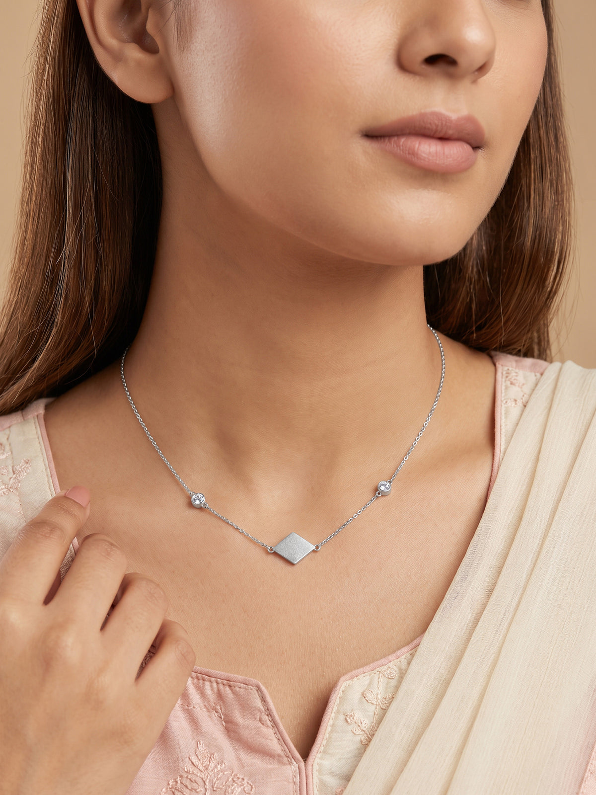 Silver Sweet Kaju Katli Necklace