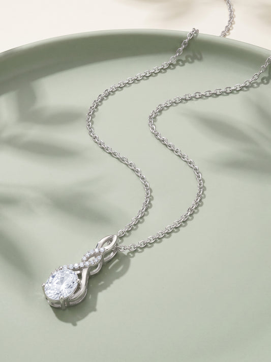 Silver Infinite Forever Pendant With Link Chain