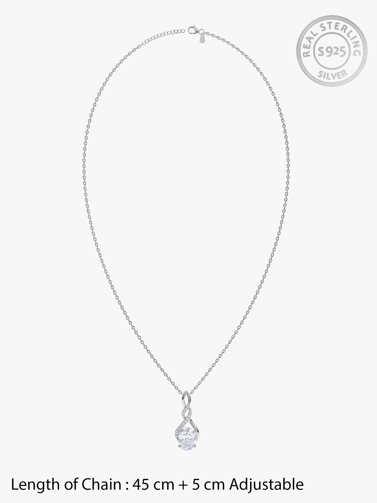 Silver Infinite Forever Pendant With Link Chain