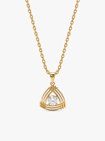 Golden Tripod Pendant With Link Chain