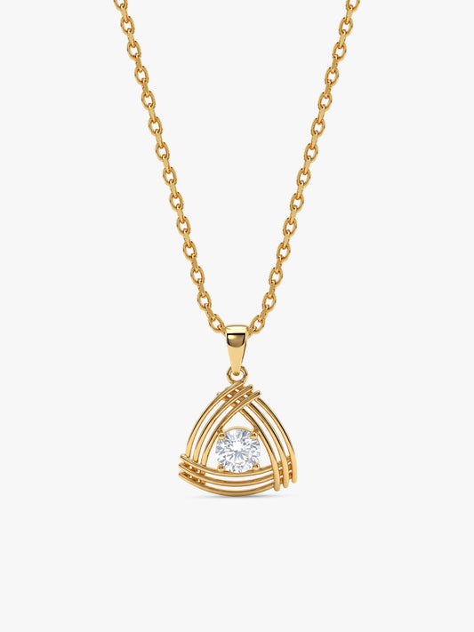 Golden Tripod Pendant With Link Chain