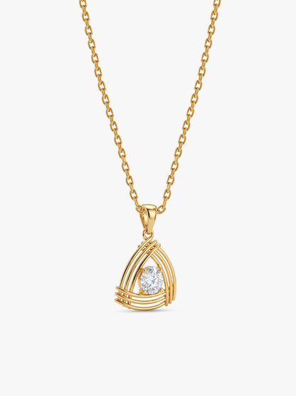Golden Tripod Pendant With Link Chain