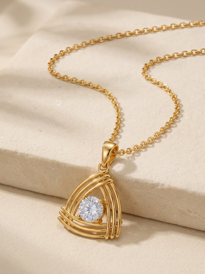 Golden Tripod Pendant With Link Chain