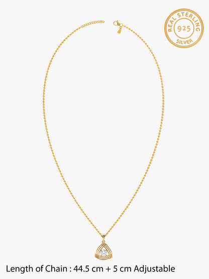 Golden Tripod Pendant With Link Chain