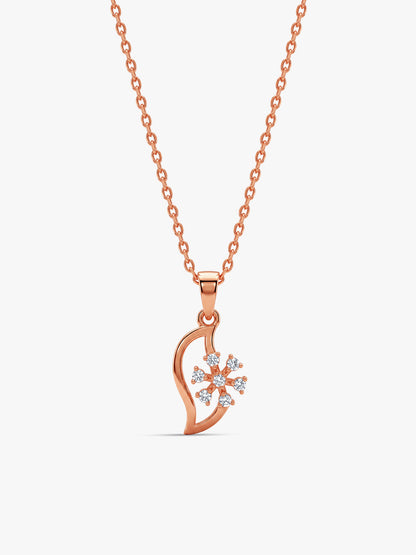 Rose Gold Snowflakes Pendant With Link Chain