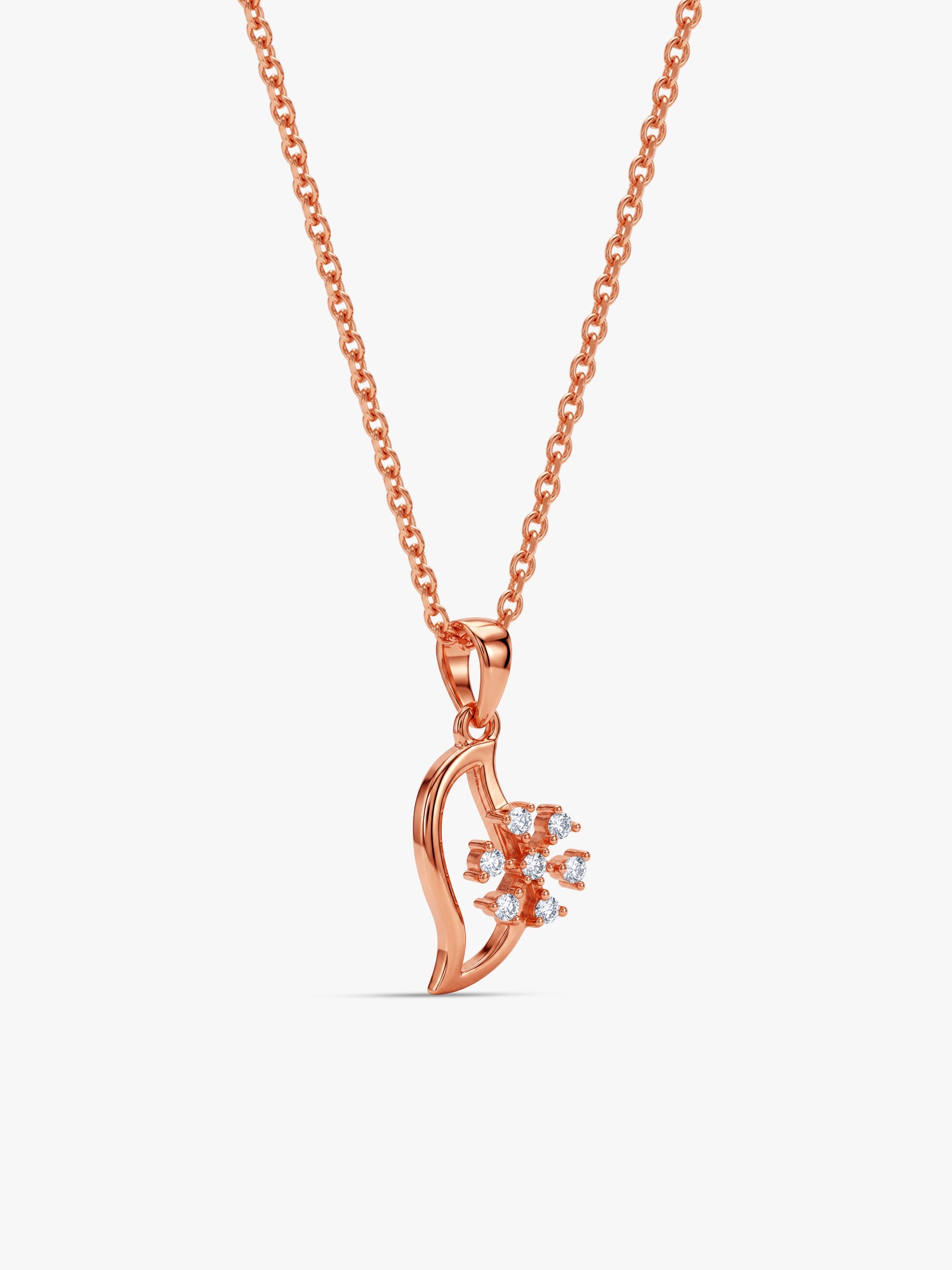 Rose Gold Snowflakes Pendant With Link Chain