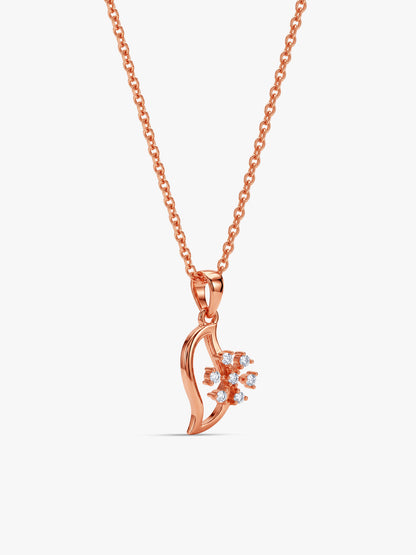 Rose Gold Snowflakes Pendant With Link Chain