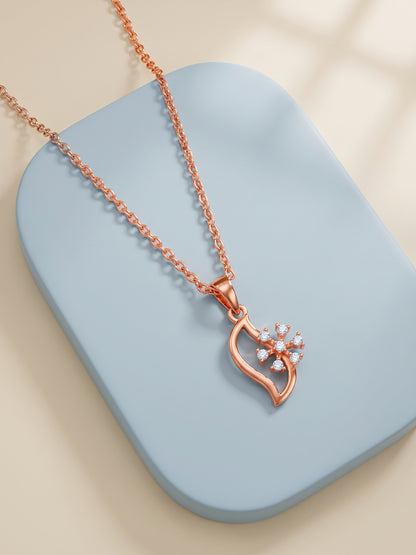 Rose Gold Snowflakes Pendant With Link Chain