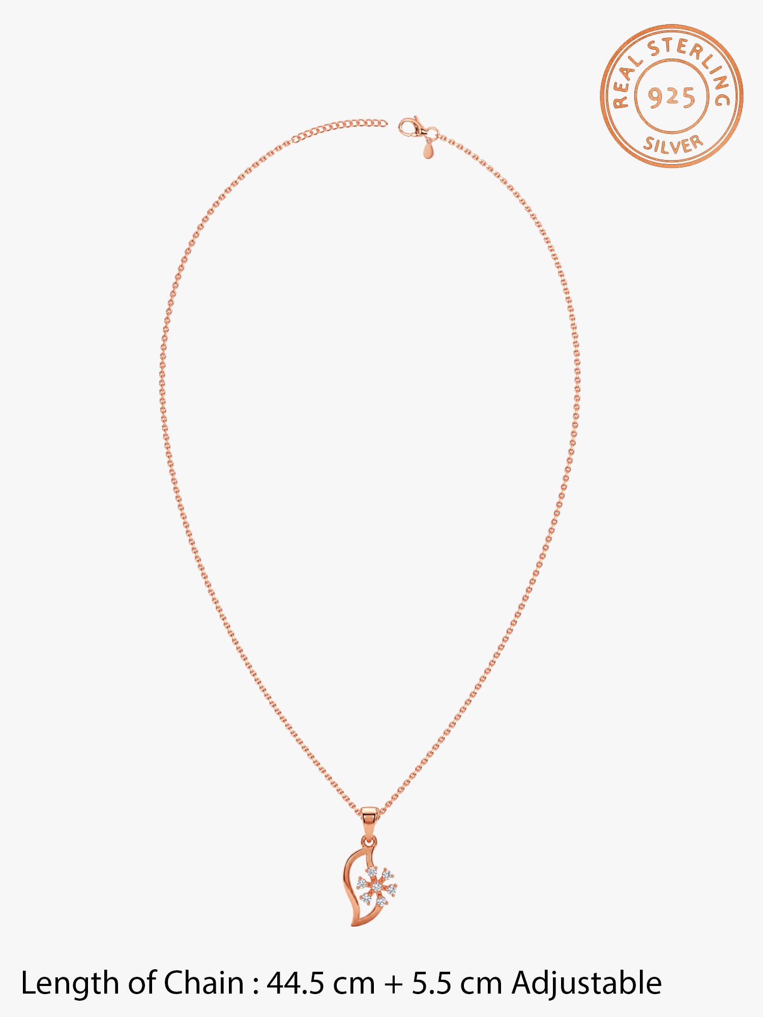 Rose Gold Snowflakes Pendant With Link Chain