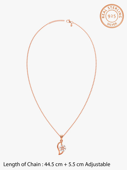 Rose Gold Snowflakes Pendant With Link Chain