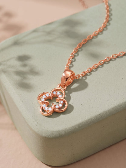 Rose Gold Orchid Blush Pendant With Link Chain