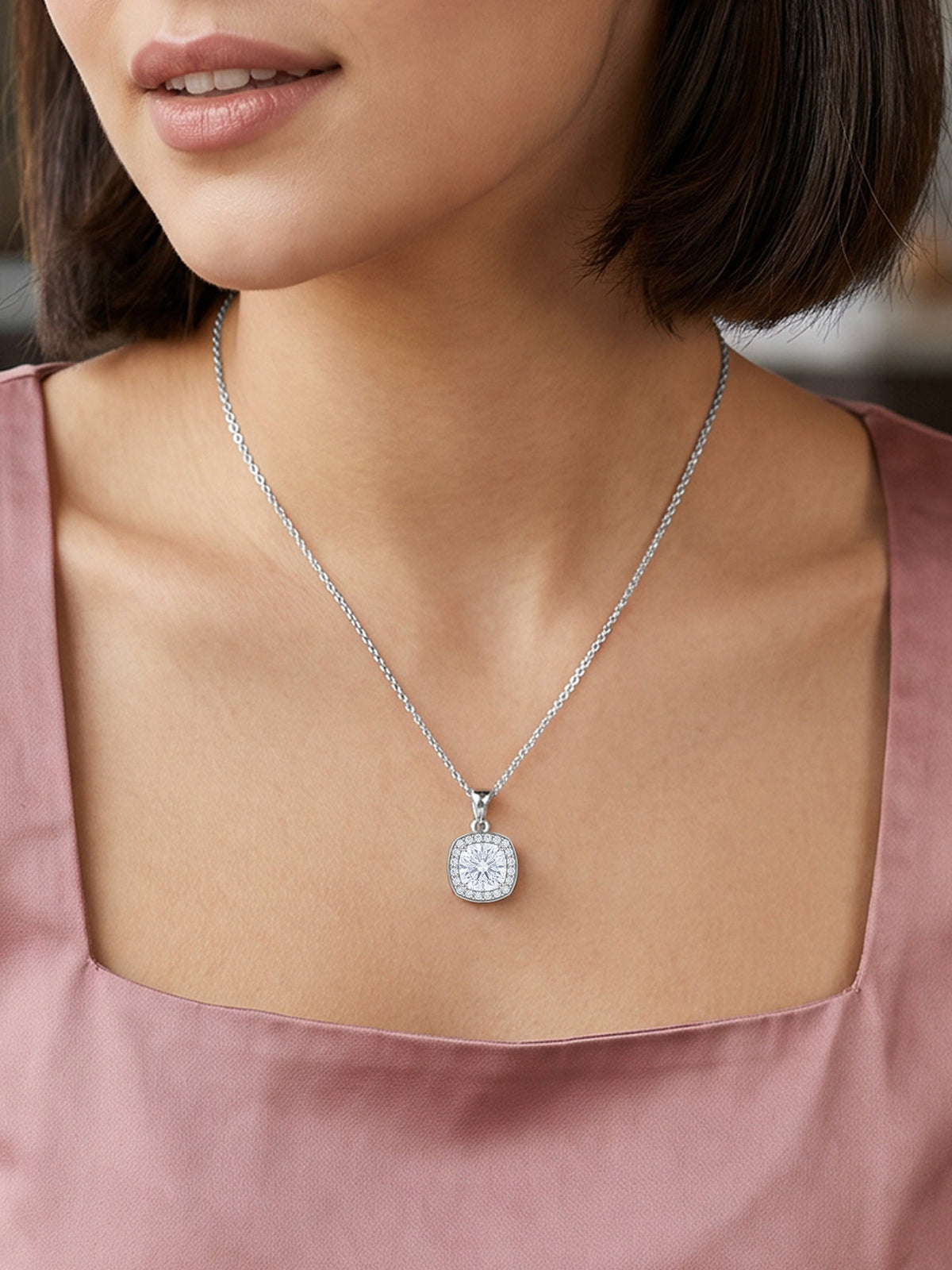 Silver Clemence Pendant With Link Chain