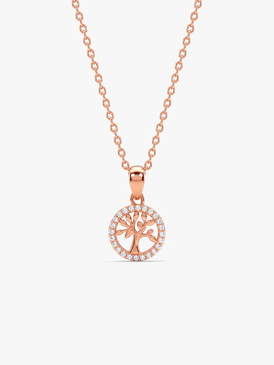 Rose Gold Oleifera Pendant With Link Chain