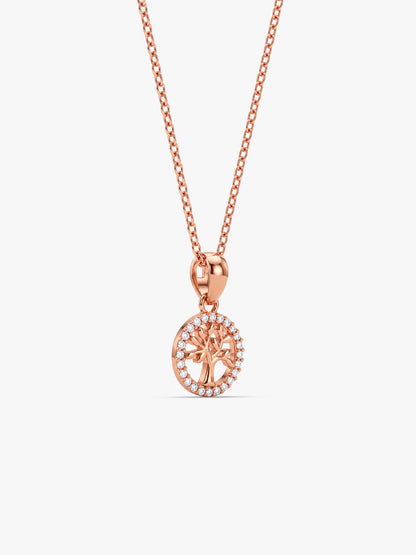 Rose Gold Oleifera Pendant With Link Chain