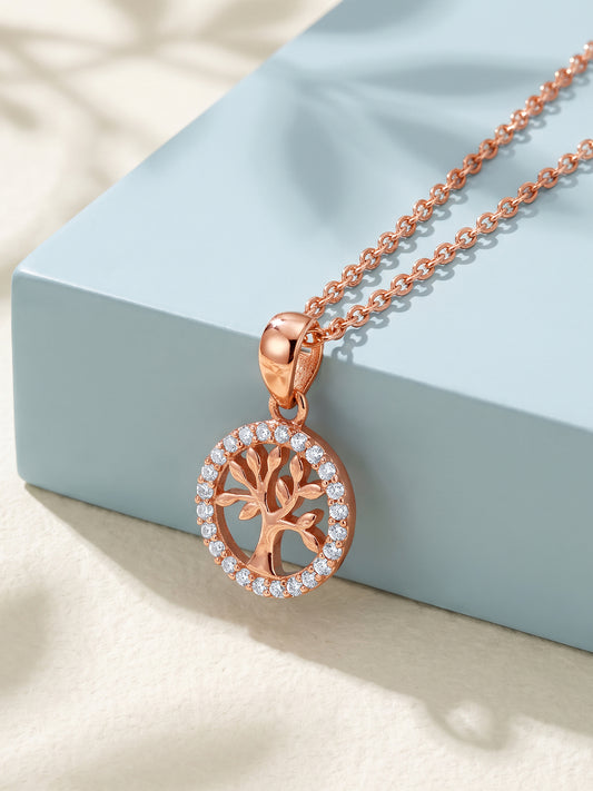 Rose Gold Oleifera Pendant With Link Chain