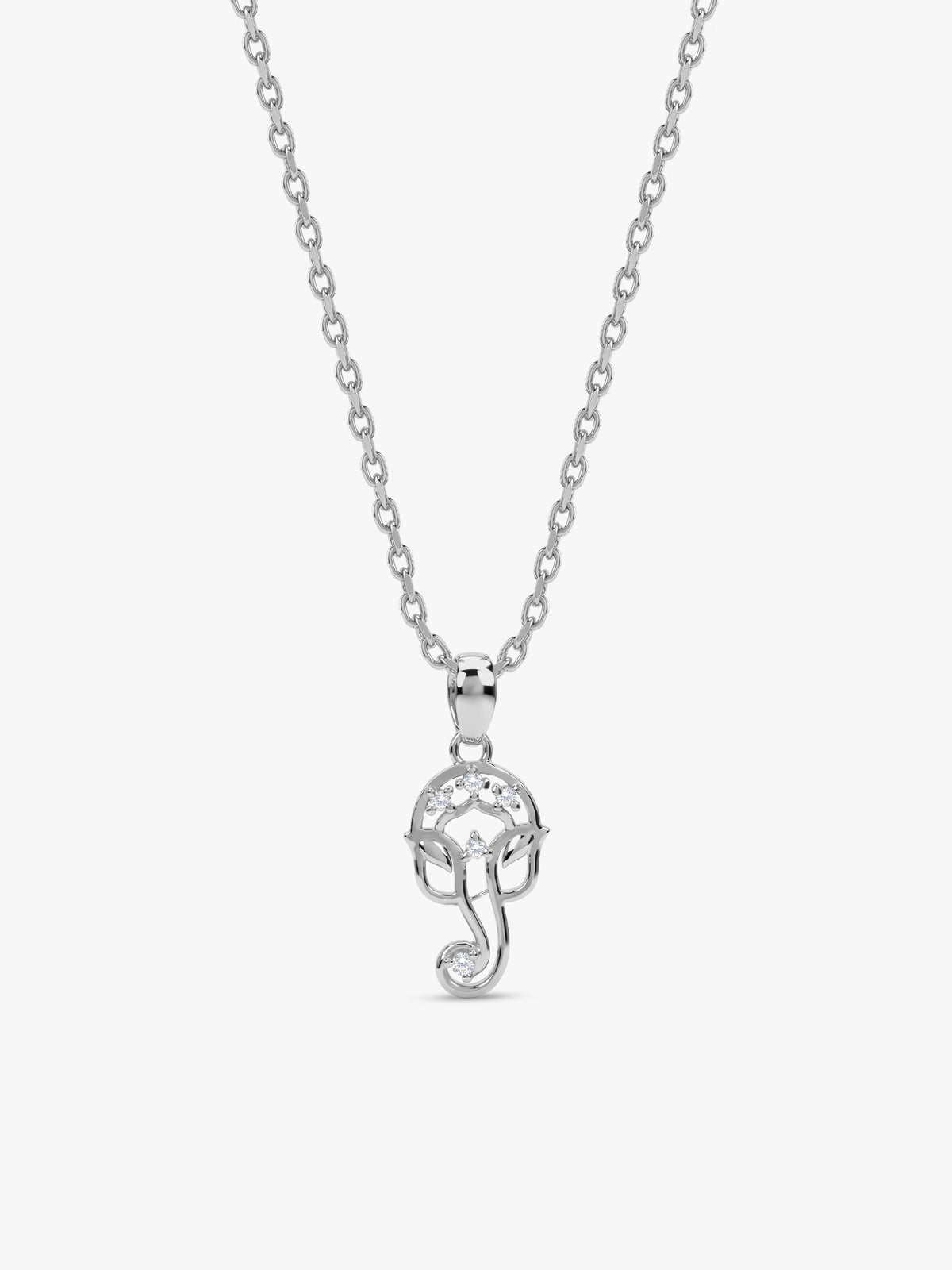 Silver Ekadantaya Pendant With Link Chain