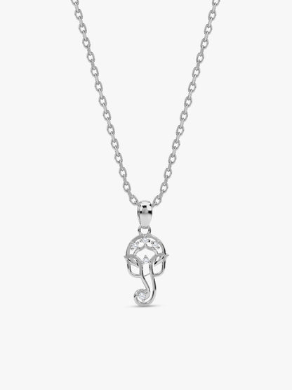 Silver Ekadantaya Pendant With Link Chain