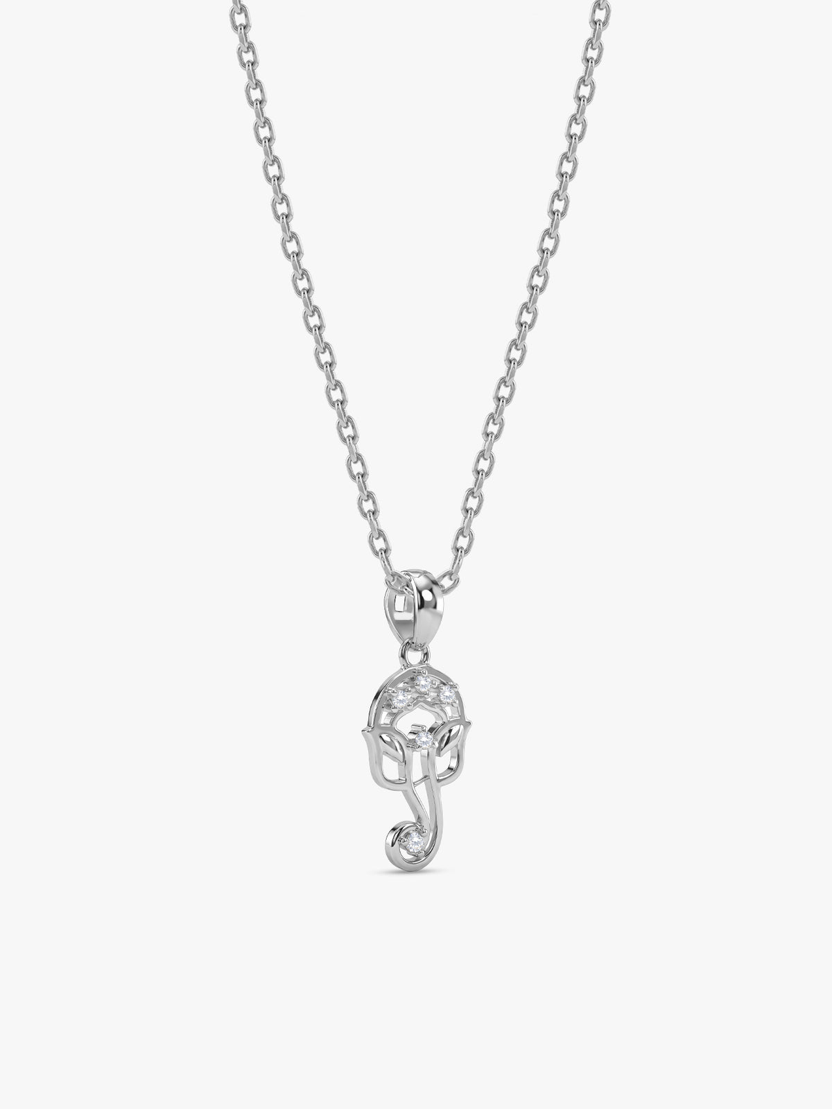 Silver Ekadantaya Pendant With Link Chain