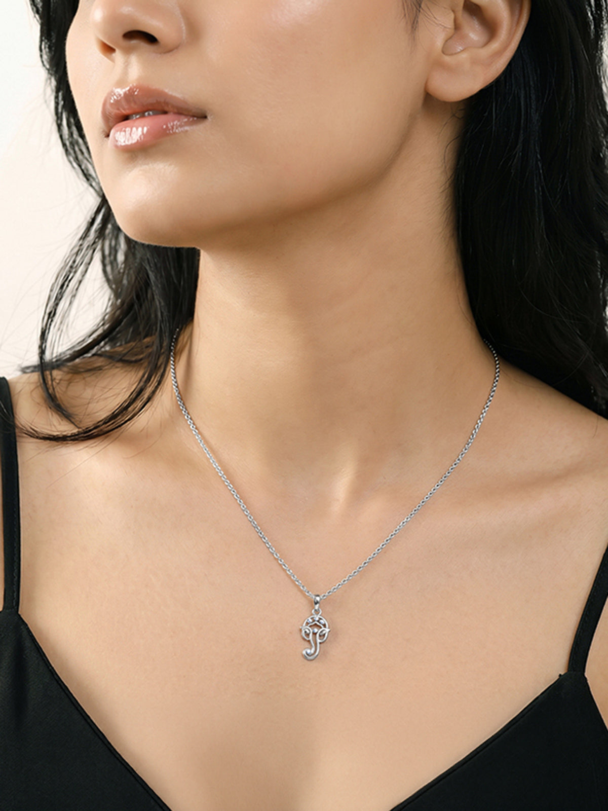 Silver Ekadantaya Pendant With Link Chain