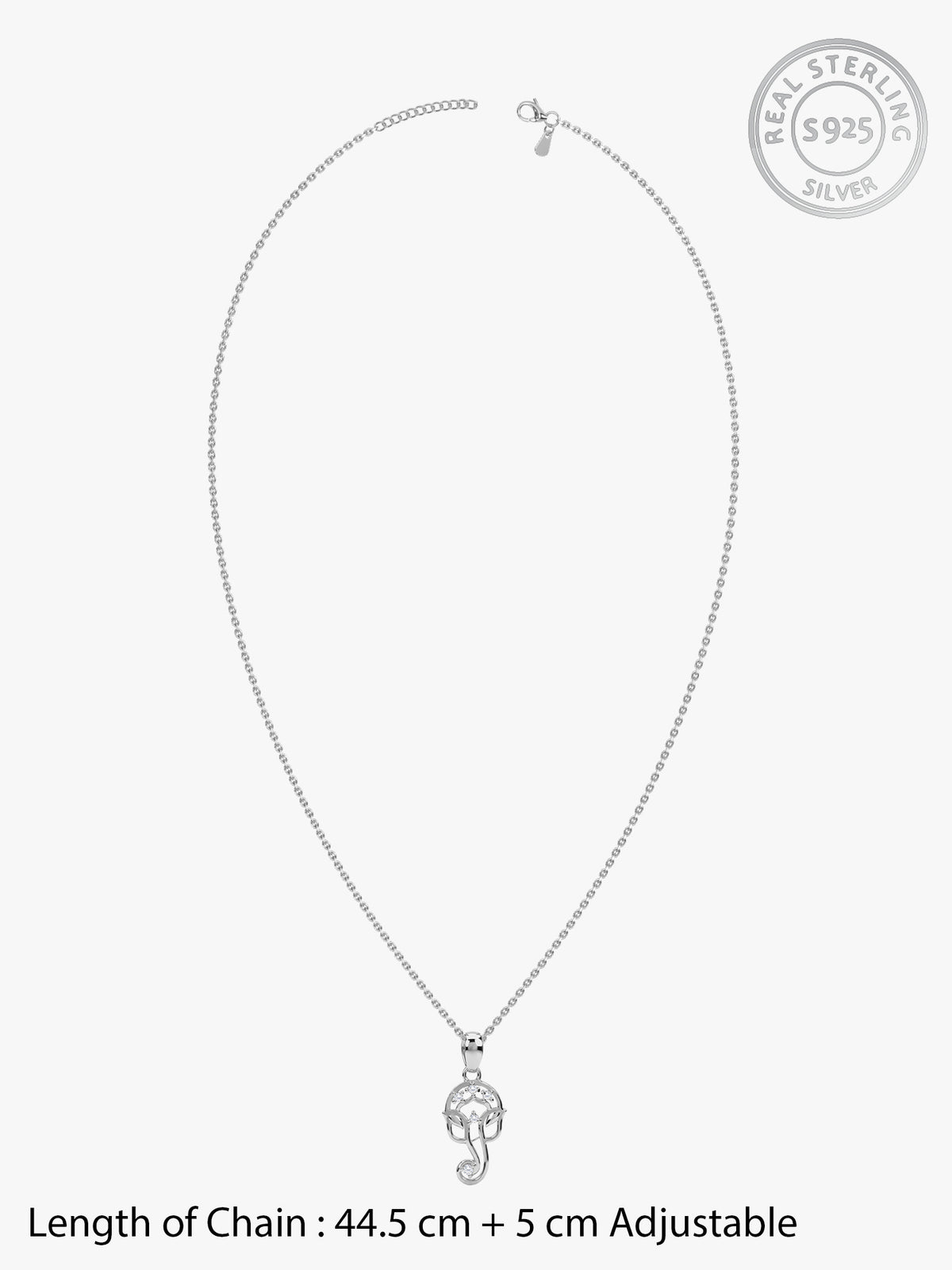Silver Ekadantaya Pendant With Link Chain