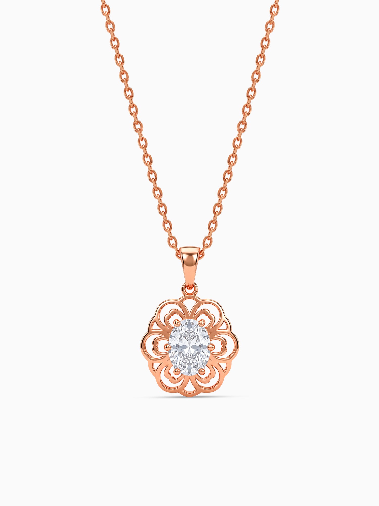 Rose Gold Sabina Pendant With Link Chain