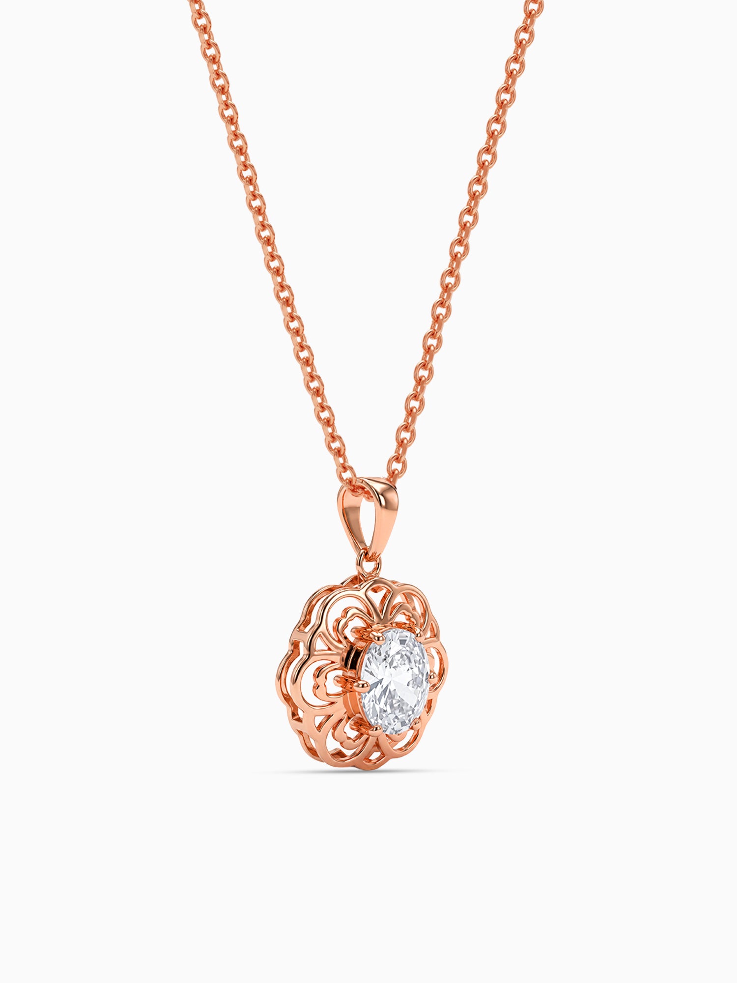 Rose Gold Sabina Pendant With Link Chain