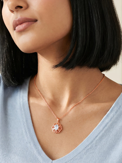 Rose Gold Sabina Pendant With Link Chain